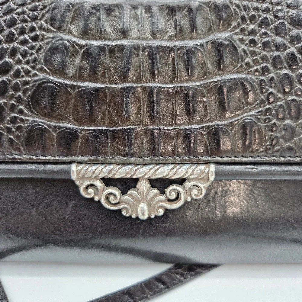 Brighton Vintage Leather Croc Embossed Wallet Style Crossbody Small Bag Boho Y2K